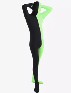 Morph Suit Black and Green Lycra Spandex Fabric Zentai Suit Unisex Full Body Suit
