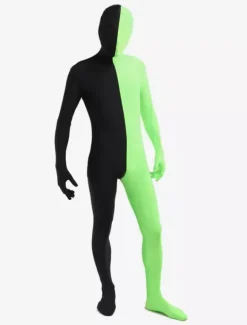 Morph Suit Black and Green Lycra Spandex Fabric Zentai Suit Unisex Full Body Suit