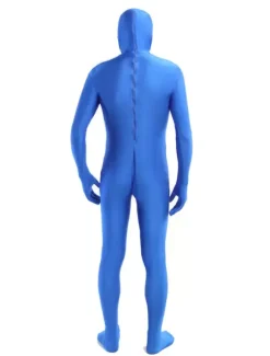 Morph Suit Blue Lycra Spandex Fabric Catsuit with Face Opened Men's Body Suit