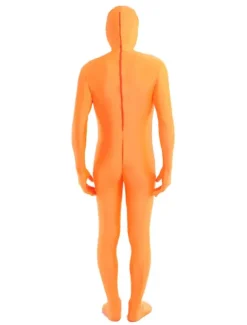 Morph Suit Organe Lycra Spandex Fabric Catsuit with Face Opened Men's Body Suit