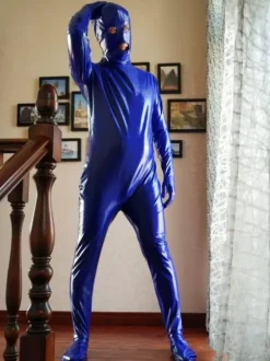 Morph Suit Royal Blue Unisex Open Mouth And Eyes Designed PVC BodySuit Clothes Costumes