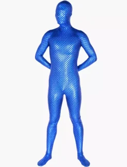 Morph Suit Silver Fish Pattern Zentai Suit Full Body Shiny Metallic Bodysuit