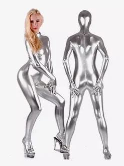 Morph Suit Silver Shiny Metallic Catsuit