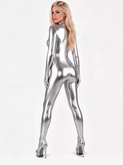 Morph Suit Silver Shiny Metallic Catsuit