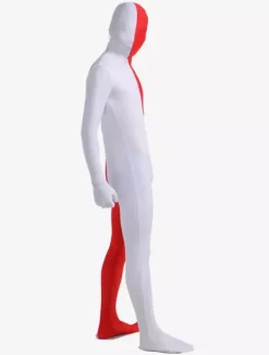 Morph Suit White and Red Lycra Spandex Zentai Suit Unisex Full Body Suit