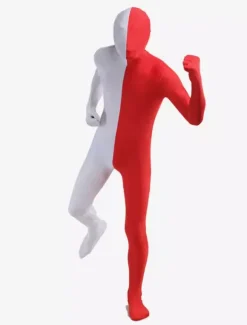 Morph Suit White and Red Lycra Spandex Zentai Suit Unisex Full Body Suit