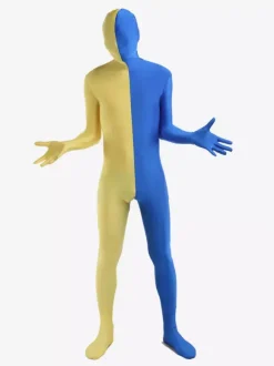 Morph Suit Yellow and Blue Lycra Spandex Zentai Suit Unisex Full Body Suit