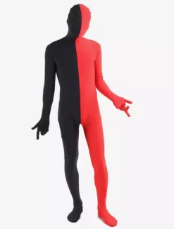 Morph Suit Black and Red Lycra Spandex Zentai Suit Unisex Full Body Suit