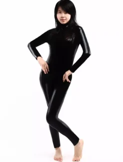 Morph Suit Black Shiny Metallic Catsuit