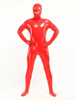 Morph Suit Red Unisex Open Mouth And Eyes Designed PVC BodySuit Clothes Costumes
