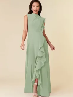 Mother Dress High Collar Sleeveless A-Line Pleated Wedding Guest Dresses