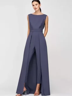 Mother Dress Jewel Neck Sleeveless Jumpsuit Pleated Ankle-Length Guest Dresses For Wedding