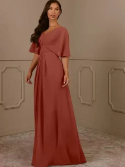 Mother Dress V-Neck Short Sleeves A-Line Pleated Wedding Guest Dresses