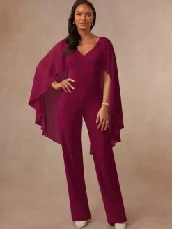 Mother Dress V-Neck Sleeveless Jumpsuit Applique Floor-Length Wedding Guest Dresses