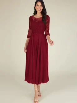 Mother Dress Jewel Neck 3/4 Length Sleeves A-Line Lace Floor-Length Guest Dresses For Wedding Free Customization