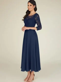Mother Dress Jewel Neck 3/4 Length Sleeves A-Line Lace Floor-Length Guest Dresses For Wedding Free Customization