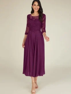 Mother Dress Jewel Neck 3/4 Length Sleeves A-Line Lace Floor-Length Guest Dresses For Wedding Free Customization