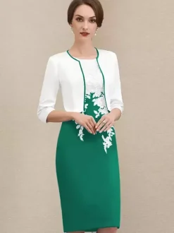 Mother Dress Jewel Neck Short Sleeves Short Lace Guest Dresses For Wedding