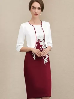 Mother Dress Jewel Neck Short Sleeves Short Lace Guest Dresses For Wedding