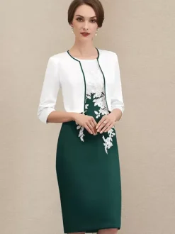 Mother Dress Jewel Neck Short Sleeves Short Lace Guest Dresses For Wedding