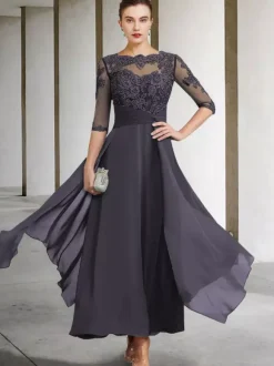 Mother Dress Jewel Neck Sleeveless A-Line Lace Ankle-Length Guest Dresses For Wedding Free Customization
