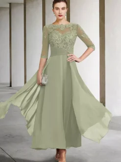Mother Dress Jewel Neck Sleeveless A-Line Lace Ankle-Length Guest Dresses For Wedding Free Customization