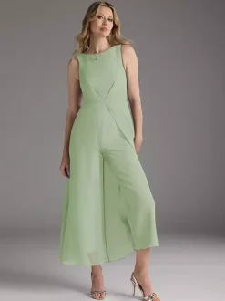 Mother Dress Jewel Neck Sleeveless Two-piece Pleated Tea-Length Guest Dresses For Wedding
