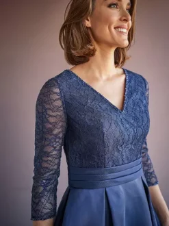 Mother Dress V-Neck Half Sleeves A-Line Beaded Wedding Guest Dresses