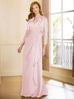Mother Dress V-Neck Sleeveless A-Line Pleated Floor-Length Guest Dresses For Wedding