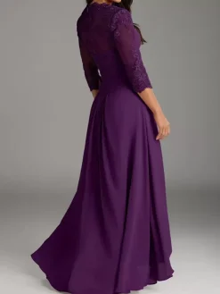 Mother Of Bride Dress Elegant Heart Neckline Lace Long Party Dress For Wedding