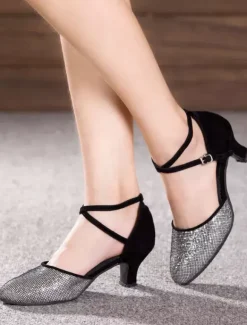 Multicolor Dance Sandals Glitter Heels for Women