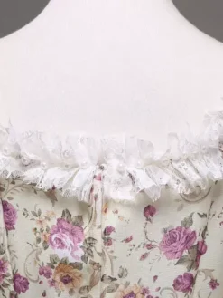 Multicolor Print Tiered Rococo Court Dress Synthetic Costume