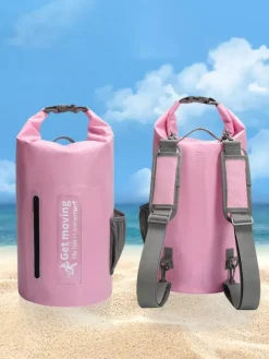 Multi-Color Waterproof Roll Top Dry Backpack With Front Zipper Pocket