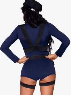 Naughty Cop Costume Zip Up Suspender Belted Masquerade Costumes
