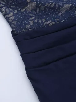 Navy Blue Halter Women's Maxi Dress - Asymmetric Lace Patchwork Backless Gown - Sexy Bodycon Summer Birthday Party Wear 2026