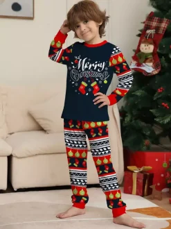 Navy Red Green Fair Isle Family Christmas Pajamas Holiday Pattern 2026