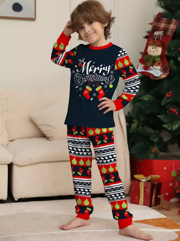 Navy Red Green Fair Isle Family Christmas Pajamas Holiday Pattern 2026