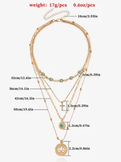 Necklace Evil Eye Cross Lotus Layered Chic Necklace
