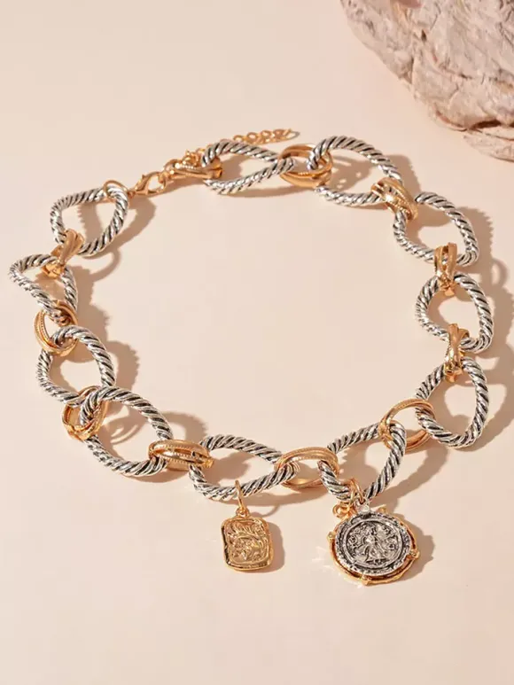 Necklace Metal Vintage Round Link Chain Alloy Daily Casual Adult's Girl's Jewelry