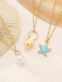 Necklace Pearl Shell Layered Beach Necklace
