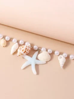 Necklace Starfish Shell Conch Pearl Beach Vacation Necklace
