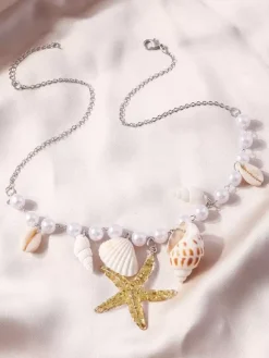 Necklace Starfish Shell Conch Pearl Beach Vacation Necklace