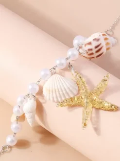 Necklace Starfish Shell Conch Pearl Beach Vacation Necklace