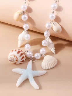 Necklace Starfish Shell Conch Pearl Beach Vacation Necklace