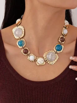 Necklace Synthetic Resin 16 Inches & Under Vintage Geometric Alloy Daily Casual Adult's Girl's Jewelry