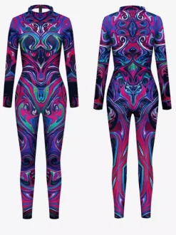 Neon Bodysuit Costumes Costumes 3D Digital Printing Uv Glow Bodysuit Catsuits & Zentai Halloween Cosplay Costume Polyester Halloween
