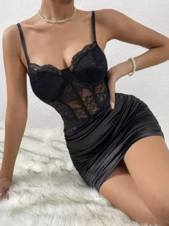 Night Out Dresses Black Polyester Sleeveless Straps Neck Shaping Summer Dress