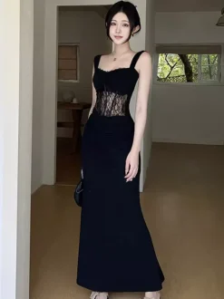 Night Out Dresses Black Sleeveless Straps Neck Summer Dress