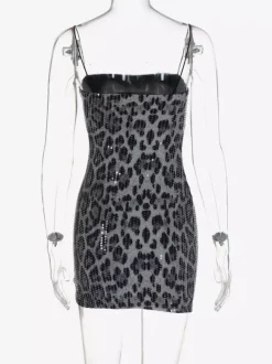 Night Out Dresses Leopard Leopard Print Sleeveless Straps Neck Summer Dress