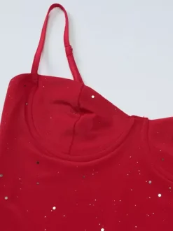 Night Out Dresses Red Sleeveless Straps Neck Asymmetrical Summer Dress